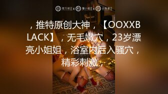 ，推特原创大神，【OOXXBLACK】，无毛嫩穴，23岁漂亮小姐姐，浴室内后入骚穴，精彩刺激，