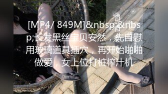 [MP4/ 849M]&nbsp;&nbsp;长发黑丝宝贝安然，先自慰用玻璃道具插穴，再开始啪啪做爱，女上位打桩榨汁机